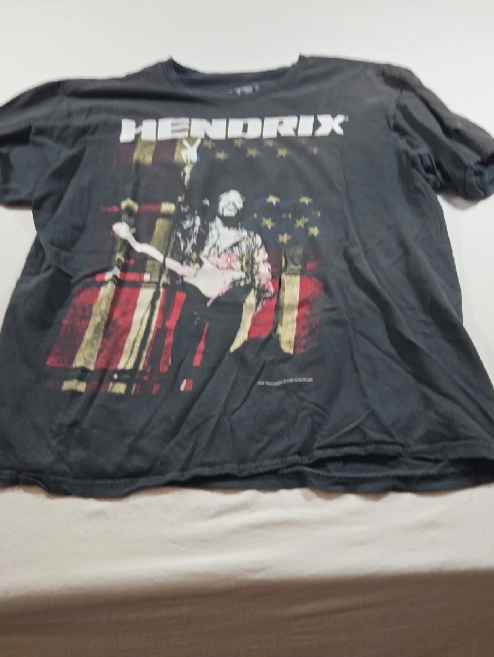 Jimi Hendrix Black Graphic Short Sleeve Tee Distressed - Picture 6 of 6